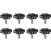 QUARKZMAN 8 Pezzi Pomelli a Stella M6 x 16mm Vite Filettata in Acciaio Inossidabile 304, 32mm Manopola Zigrinata Vite a Testa Zigrinata a 6 Stelle Plastica Impugnatura Manopola, Nero