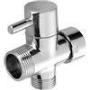 Wenrou G1/2 Valvola Adattatrice a T Ricambio, 3 Vie Deviatore Doccia Rubinetto, Deviatore a 3 Vie Interruttore, In Ottone, Cromo Lucido, per Soffione Doccia, Braccio Valvola Adattatrice（D）
