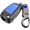 Happyit Cover in fibra di carbonio ABS + custodia in silicone per auto Audi Sline A3 A5 Q3 A6 C5 C6 A4 B6 B7 B8 TT 80 S6 3 pulsanti (blu)