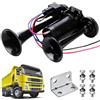 Gobesty Trombe Camion 12V, 150DB Corno Truck, Corno Auto Super Potente Doppio Tubo Aria Horn Kit Tromba Con Compressore per 12V Veicoli Camion Lorrys Treni Barche Automobili, Nero