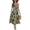 Yutdeng Abito da Donna Estivo Maxi Abito con Spalline Sottili Regolabile Floreale Lungo Abito da Spiaggia Prendisole con Tasche Elegante Bohémien Abito Casual Pieghe,Blu Navy,XL