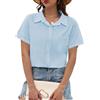 PASUDA Camicia Donna Estiva Blusa Elegante Manica Corta Cotone Lino Camicetta da Donna Maglia Estive Maglietta Casual Scollo a V con Bottoni T Shirt Tinta Unita Classico Tops (Bianco, M)