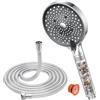 YEAUPE PRO Soffione Doccia a Pioggia a 6 Tipi di Getto, Soffione Doccia Anticalcarecon Tubo da 1,6M, Doccetta con Funzione Anticalcare Grande (Diametro 130 mm)