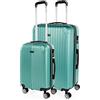 ITACA - Set valigie - Set Valigie Rigide Offerte. Valigia Grande Rigida, Valigia Media Rigida e Bagaglio a Mano. Set di Valigie con Lucchetto Combinazione TSA, Acquamarina