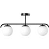 B·LED BARCELONA LED Lampada da Soffitto "Talí" con 3 Sfere in Vetro Opalino - Stile Nordico Minimal - 3xE27 - Struttura in Metallo Nero - Illuminazione Diffusa per Soggiorno, Sala da Pranzo o Camera