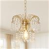 DAXGD Lampadario in cristallo - A forma di goccia di pioggia - Stile moderno - Attacco E27 - Finitura dorata brillante [Classe energetica A++]