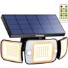 INTELAMP Lampade solari per esterni con telecomando, luci solari per esterni con rilevatore di movimento, 6000 mAh, 1200 lm, illuminazione a 270°, 4 modalità, rilevatore di movimento,