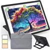 Phylosal Blocco luminoso A3 ricaricabile con supporto e borsa integrati, scatola luminosa magnetica per disegno, lavagna luminosa artistica diamantata con pulsante laterale, tavolo luminoso super