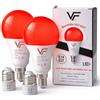 VERLSA Pack2 Lampadina LED notturna, melatonina rossa 625nm, attacco E27+E14-2 in 1 - Adattatore incluso - Lampadina rossa da 7W per la terapia del sonno - 0% luce blu - Senza sfarfallio