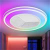 EKDADL RGB Ventilatore da Soffitto Silenzioso con Luce,50CM 48W Reversibile Motore Ventilatore da Soffitto con Luce e Telecomando，6 velocità e 3000K-6500K LED Dimmerabile Plafoniera con Ventilatore