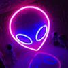 Fespcj Alien Neon Sign Rosa e Blu Alien Decorazione Neon USB/Batteria Funzionamento Cool Aspetto Illuminazione Morbida Adatto per la Decorazione della Sala giochi dei Bambini