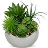 Arborus Piante grasse artificiali in vaso per interni, mix di piante grasse finte in vaso di cemento, pianta finta realistica in vaso per davanzale della finestra, tavolo da ufficio, casa, bagno
