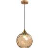 AURORAF Lampadario a Sospensione a Sfera in Vetro Ondulato con Finitura Oro Lampada a Sospensione a Soffitto Industriale Vintage E27 Per Sala da pranzo Cucina - Ambra