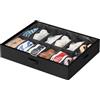 Lifewit Scatole per Scarpe con Finestra Trasparente, Contenitori Portaoggetti Pieghevole Sottoletto per Scarpe, Organizer per Scarpe con Manici Salvaspazio, Nero, 1 x 12 Paia