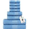 nice homeit Set Asciugamani Medie, in Cotone 100%, 8 Pezzi Asciugamani. Extra Morbido Assorbente. 2 Asciugamani + 2 Asciugamani Ospite + 4 Lavette Azzurro