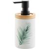 Douceur d'Intérieur Havane Dispenser per Sapone, Diametro 7.5 x 17 cm, Ceramica Stampata e bambù