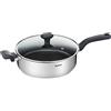 Tefal Comfort Max Casseruola bassa 26 cm in acciaio inox e coperchio in vetro, manico ergonomico fresco, diffusione del calore uniforme, base spessa anti deformazione, adatta a tutte le cucine e forno