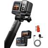 SJCAM SJ20 Action Camera 4K (microfono) &64G Card- Dual Lens 4K Sports Camera con 8H Selfie Stick, Super Night Mode, Magnetic Mount, HDR, 8X Zoom, Underwater Camera per Travel, Moto & Outdoor
