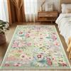 MOSISO 91 x 152 cm Tappeto Soggiorno, Motivo Floreale Intrecciato, Morbido e Antiscivolo Interni Pelo Corto Finta Lana Rettangolare Lavabile per Arredo Casa,Comodino, Camera Letto,Sala Pranzo, Verde