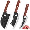 D.Perlla Set di Coltelli da Macellaio 3 Pezzi Coltello da Mannaia, Coltelli da Chef per Carne in Acciaio per Casa Cucina Campeggio All'aperto BBQ