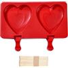 Stiesy 2 stampi in silicone a forma di cuore rosso, per lecca-lecca, ghiaccioli a forma di cuore, stampi in silicone per uso alimentare, con bastoncini di legno, per caramelle, cioccolato, ghiaccio