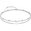 CHIC & ARTSY 925 Sterling Silver Cavigliere Multistrato Catene per Piedi Bracciali Croce Gioielli Estivi da Spiaggia per Donne