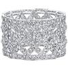 EVER FAITH Braccialetto Donna, Austriaco Cristallo Matrimonio Fiore Largo Elasticizzato Bracciale Trasparente Argento-Fondo per Donna Ragazza