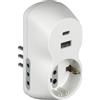 BTICINO Adattatore Advance B3, con Presa Schuko Standard Tedesco, USB A+C, 2 Prese 10A, Spina Piccola 10A, Presa Multipla, Potenza Fino a 1500W, Multi Adattatore Versatile, Colore Bianco, S3613DAC