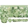MOSISO Set Poggiapolsi&Tappetini Mouse&Tastiera,Crisantemo Selvatico,Grande Tappetino Mouse&Tastiera&Mat Mouses&Sottobicchiere,Mat Mouses Ergonomico Antiscivolo Memory Foam Casa Ufficio, Verde