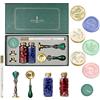 Joyeee Kit di ceralacca, lettera S con iniziale S, coniglio, rosmarino, timbro vintage in ottone, cucchiaio da fusione, penna metallica per decorare compleanni, inviti di nozze, regali, buste