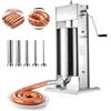 VEVOR Insaccatrice Elettrica per Salsicce 15 L, Macchina per Insaccatura Verticale con 2 Velocità e 5 Tubi di Riempimento e Maniglia, Insaccatrice per Carne in Acciaio Inossidabile per Uso Domestico