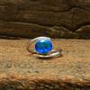 Elegante Topazio Blu Gemma 925 Argento Sterling Artigianale Anello Tutti Misura