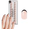 DOONAILS - Press On Nails 30er Set Black French forma arrotondata crema/nero - Unghie da incollare Full Cover qualità soggiorno - Fake nails soft gel corto - Naturale & piacevole da indossare