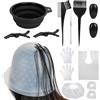 FICOFISE Set di 12 pezzi per tinture per capelli, accessori per la tintura dei capelli, set di ciocche, con cappuccio con fori e ago, pennello per tintura per capelli pieghevole, per parrucchiere