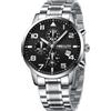 MEGALITH Orologio Uomo Militare Sportivo: Orologio Classico Argento Nero Acciaio Inossidabile - Cronografo Impermeabile Regali Calendario