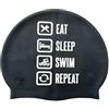 Swimxwin Cuffia in Silicone Repeat Nero | Cuffia da Nuoto| Grande Comfort e aderenza | Design e Stile Italiano