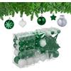 Relaxdays Palline di Natale, Set 101 Addobbi Natalizi in Plastica, Decorazioni per Albero, Vari Design, Puntale, Verde