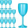 Relaxdays Calici in Plastica, Set 12 Bicchieri da Vino, Infrangibili, Riutilizzabili, Senza BPA, 250 ml, Flute, Celesti