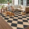 PureCozy Tappeto da Esterno Salotto 160x230cm Lavabile Antiscivolo Tapette Marrone Nero Tappeti Juta Simil Carpet Camera da Letto Giardino Balcone Terrazza Impermeabile Rug