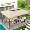 Outsunny Tetto di Ricambio per Gazebo 4x3 m a 2 Livelli da Giardino, Telo Copertura per Gazebo Resistente all'Acqua in Poliestere 170g/㎡ con 8 Fori di Drenaggio
