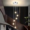 H.W.S LED Lampada a sospensione in vetro e cristallo cromata Lampadario decorativo moderno per Villa Scale Soggiorno Sala da pranzo Camera da letto Lampada interna (6 Luci)