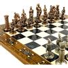 Senza marchio Set scacchi impero romano fatti a mano - tavola in legno massello intarsiato,...