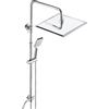 JOHO Colonna Doccia in Acciaio INOX senza Miscelatore Termostatica, Asta Doccia Saliscendi con Soffione e Doccetta, Set Doccia a Pioggia con Soffione 30x30 cm Cromo