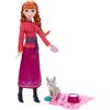 Mattel Disney Frozen - Anna e Cucciolo di Lupo, set con bambola Anna e personaggio amico ispirati agli Animali di Arendelle, 4 accessori inclusi, giocattolo per bambini, 3+ anni, JFG17