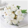 Aiinoo 12 rose artificiali a stelo singolo, bouquet di fiori finti in seta, realistici al tatto, decorazione per casa, feste, matrimoni (bianco)
