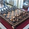 Senza marchio Antico Set Scacchi Impero Romano - Tavola Vintage in Legno 100% Artigianale, ...