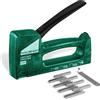HAUSHOF Pistola Sparachiodi Trasparente con 800 Graffette JT21, Graffettatrice Impugnatura con Bloccaggio Automatico, Spillatrice Leggera per Fissare Tessuti, Cartone e Legno Sottile, Verde