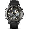 PINDOWS Orologio da uomo di lusso con diamanti, analogico, al quarzo, impermeabile, con datario luminoso, cinturino in acciaio inox bicolore classico, stile business casual
