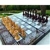 Senza marchio Set scatola scacchi backgammon pesata x grandi dama in legno da 19,6" - 3 in 1