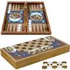 Senza marchio Set Backgammon Fatto a Mano Khatam Persiano X Grande Tavola di Legno 19,6"...